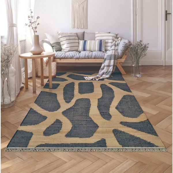 Cosmoros Karo Jute Natural 6 x 9 ft. Abstract Bohemian Area Rug