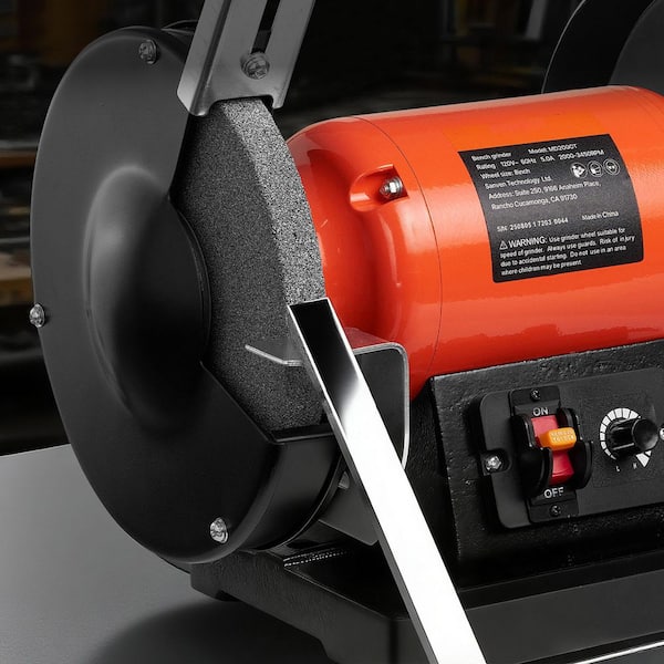 8 in. Variable Speed Bench Grinder, 2000-3450RPM Table Grinder with 550W Induction Motor, 36/60-Grit Grinding Wheels