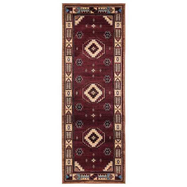 Cottage Pelican Park Burgundy 2 ft. 7 in. x 7 ft. 4 in. Runner Rug