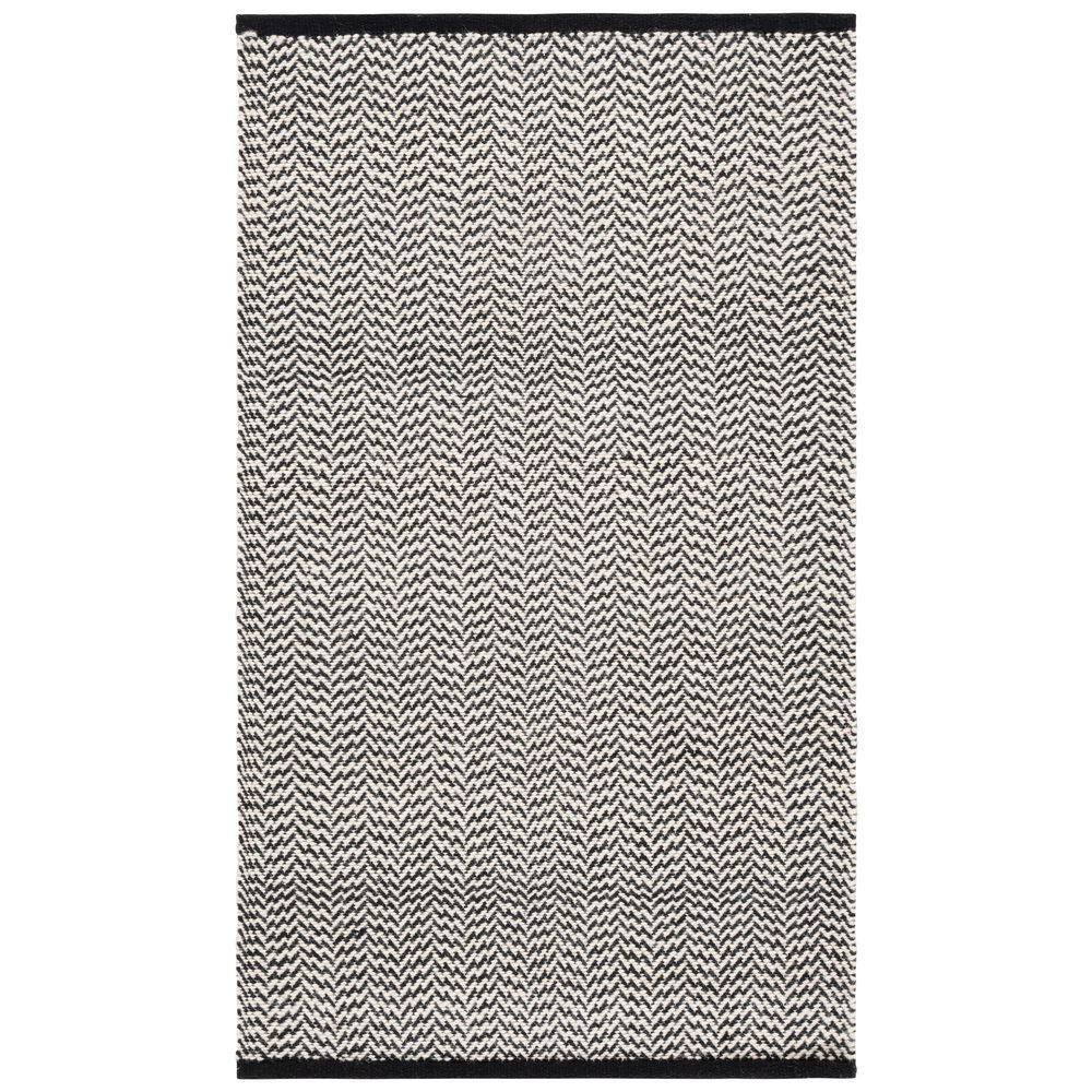 Vermont 4 ft. x 6 ft. Black/Ivory Chevron Striped Area Rug