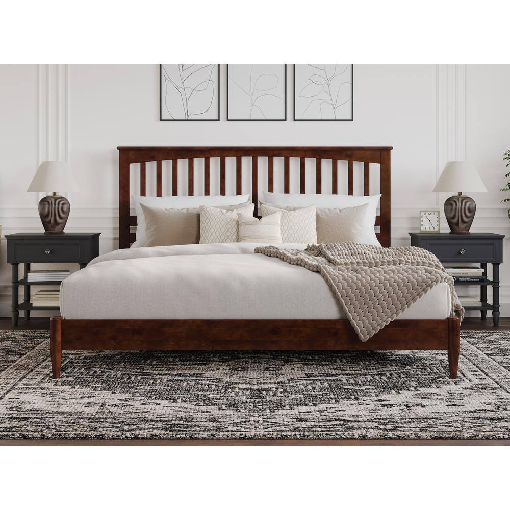 AFI Becket Walnut Brown Solid Wood Frame King Low Profile Platform Bed ...