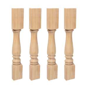 35.25 in. x 5 in. Unfinished Solid North American Hardwood Plain Half Round Kitchen Island Leg (4-Pack)