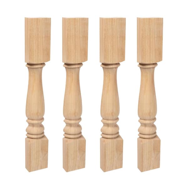 35.25 in. x 5 in. Unfinished Solid North American Hardwood Plain Half Round Kitchen Island Leg (4-Pack)