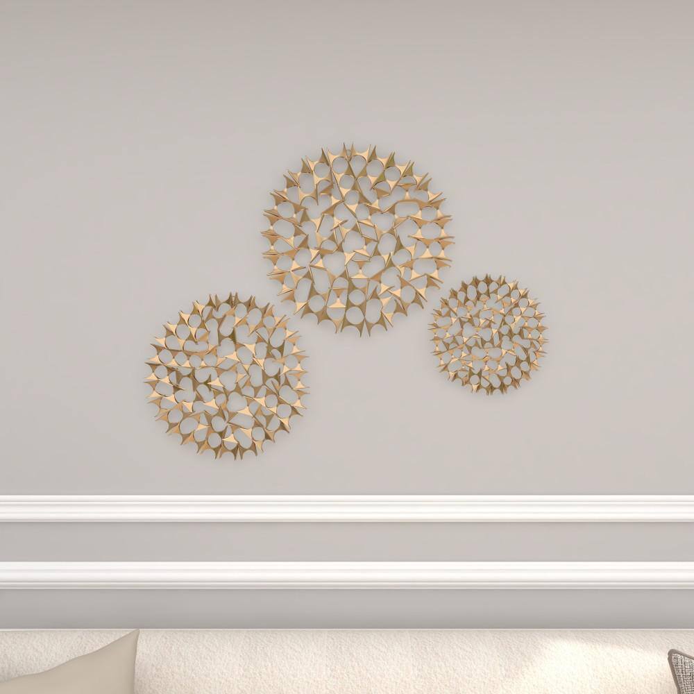 Gold Metal Winter Wall Sculpture Set, 23"