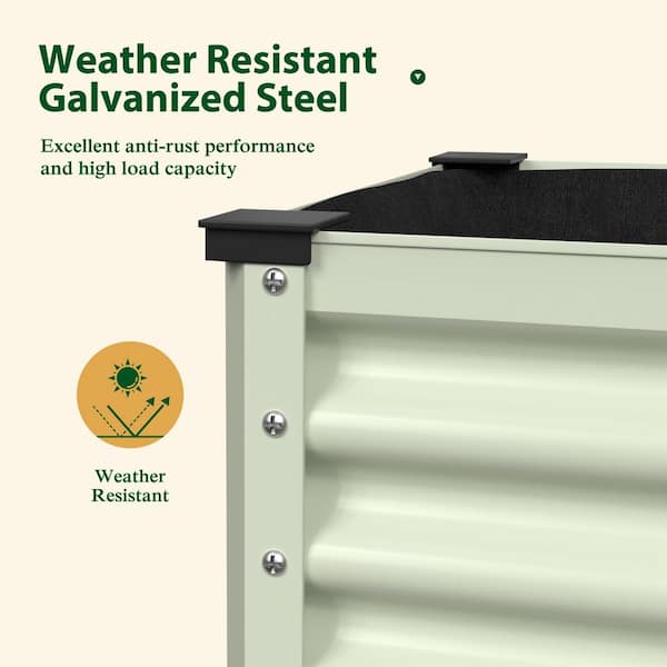 48 x 24 x 32 in. Light Green Galvanized Steel Raised Garden Bed with Liner and Drainage Function