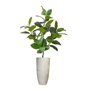 Real touch 68 in. fake Rubber tree in a fiberstone planter