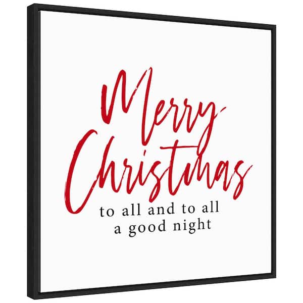 Amanti Art 22 in. Canvas Merry Christmas to All Script Christmas Holiday Framed Box Wall Art