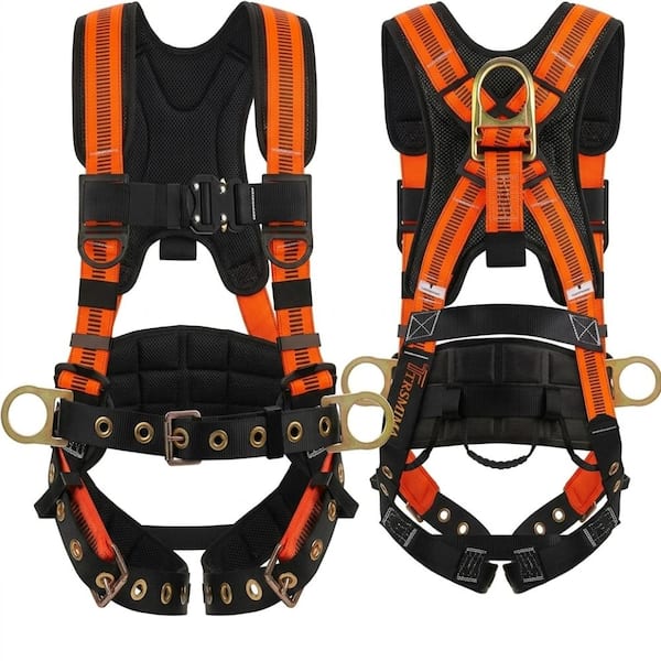 Full Body Safety Harness Fall Protection with Ergonomic Pad Quick Connect Buckle for Construction Roofing Work