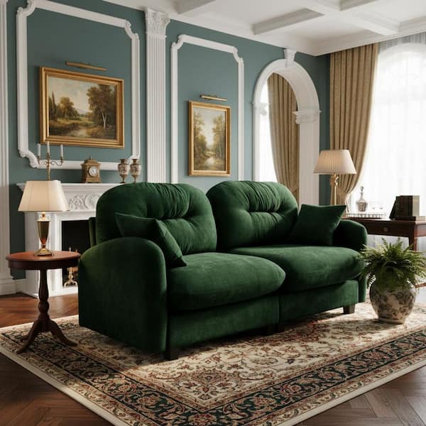Homy Casa PMOB 74 in. Armrest 2-piece Chenille Loveseat Tufted