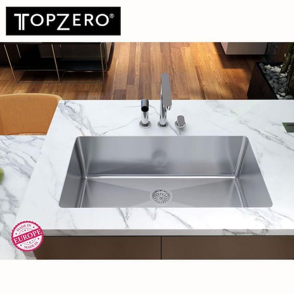 TopZero Undermount Stainless Steel 32 in. Single Bowl Kitchen Sink