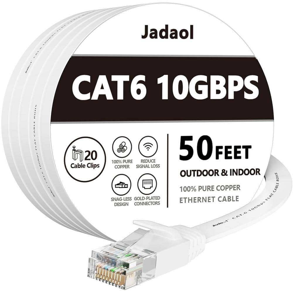 50 ft. Cat 6 Unshielded Gold Plated Flat Ethernet Cable - White price history on PriceWatchPro