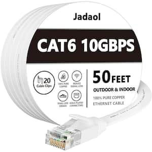 50 ft. Cat 6 Unshielded Gold Plated Flat Ethernet Cable - White