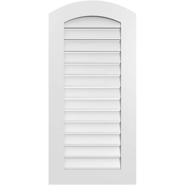Ekena Millwork 20 in. x 40 in. Arch Top Surface Mount PVC Gable Vent: Decorative with Standard Frame