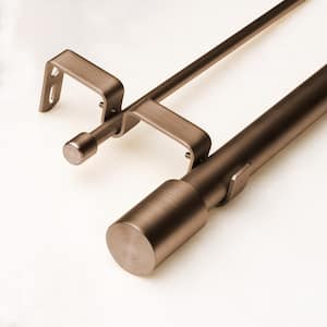 120in Adjustable Metal Double Curtain Rod with Cylinder Finial in Bronze