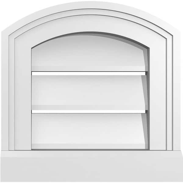 Ekena Millwork 42 in. x 42 in. Arch Top Surface Mount PVC Gable Vent: Decorative with Brickmould Frame