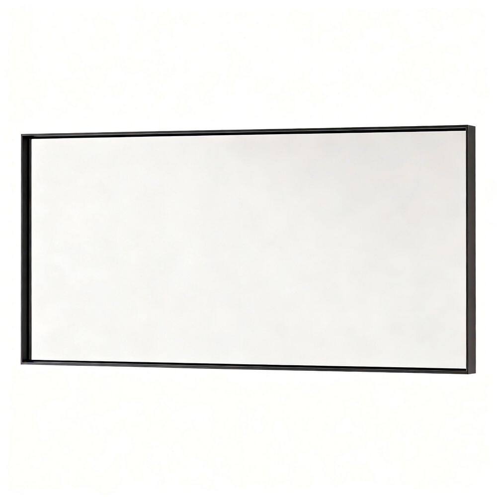 60 in. W x 36 in. H Framed Rectangular Wall-Mounted Double Beveled Frame Bathroom Vanity Mirror, Brushed Black price history on PriceWatchPro