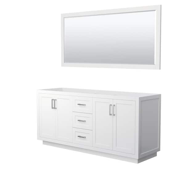 Wyndham Collection Miranda 71 in. W x 21.75 in. D Double Bath Vanity Cabinet Only with Mirror in White