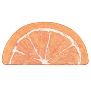 Citrus Slice Orange 34.7 in. x 18.1 in. Orange/White Polyester Non-Slip Bathmat