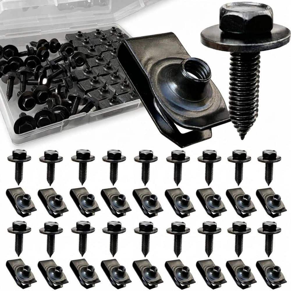 60pcs 1/4 U Nut Clip and Hex Head Bolt Kit Universal Automotive Body Fasteners for Bumpers Fenders Doors price history on PriceWatchPro