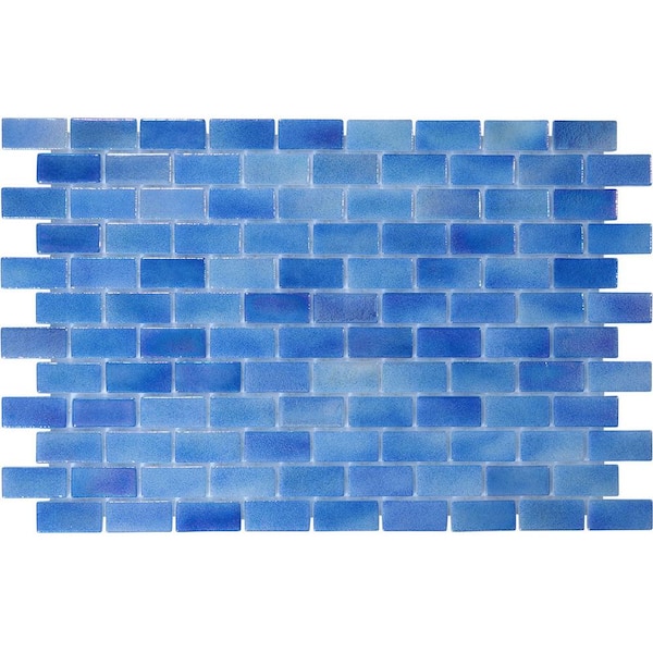6 in. x 6 in. Familiar Blue Glass Tile Love Blue Mix Glossy Glass Wall and Floor Tile 0.25 sq. ft. Sample