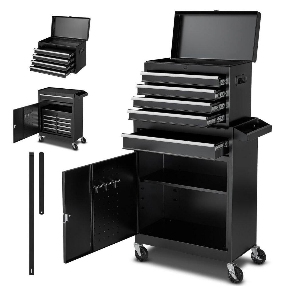 Rolling Tool Chest with Detachable Top Metal Toolbox, Lock Bar, 2-in-1 Design, 5 Drawers Tool Cabinet Organizer price history on PriceWatchPro