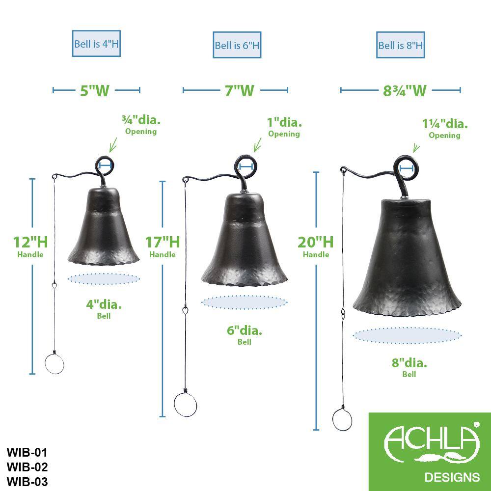 Large Graphite Wrought Iron Hanging Bell with Knocker