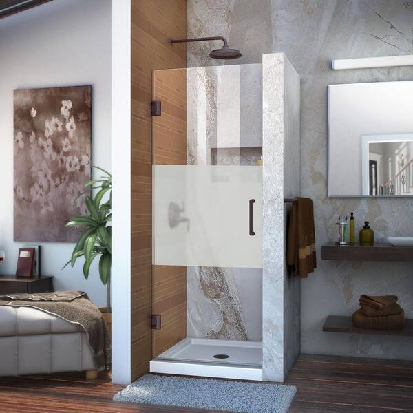 DreamLine Unidoor 26 in. x 72 in. Frameless Hinged Shower Door in Oil Rubbed Bronze