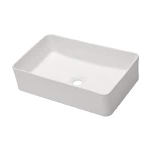 21 in. x 14 in. White Ceramic Rectangular Bathroom Vessel Sink
