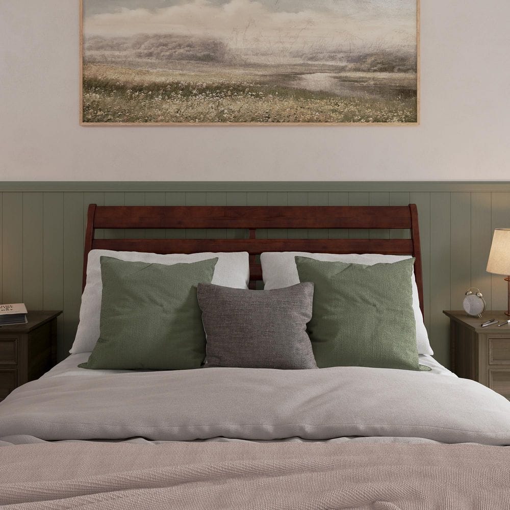 Savannah Walnut Queen Solid Wood Headboard with USB Charger