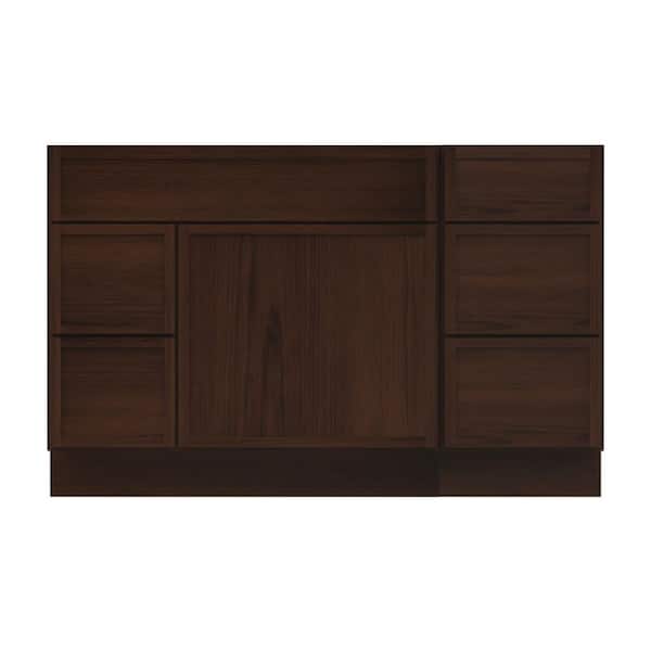 51 in. W x 21 in. D x 32.5 in. H Bath Vanity Cabinet without Top in Brown (Unassembled)