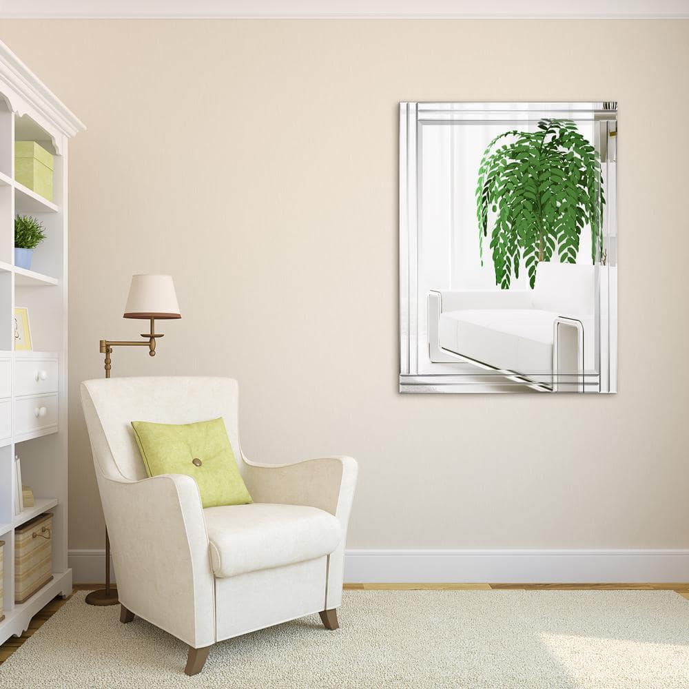 Elevated Silver Bevel 30" x 40" Full-Length Wood Wall Mirror