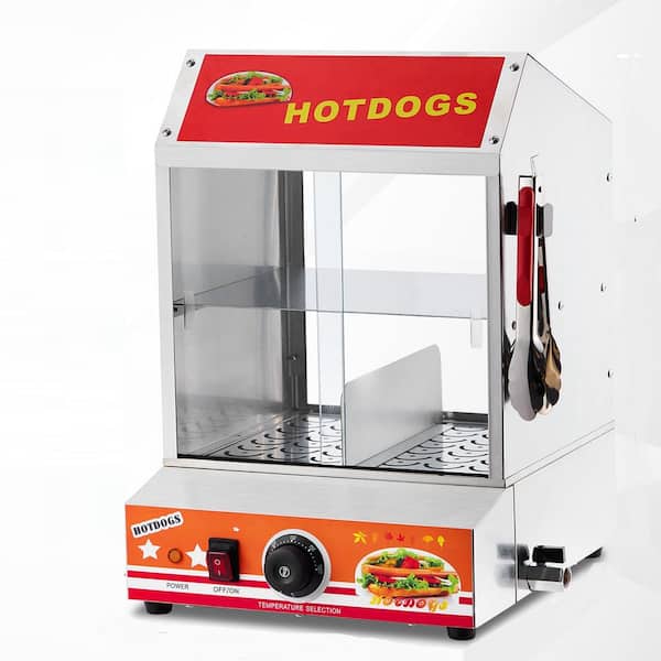 Garvee 28.5 qt. 2-Tier Hot Dog Steamer with Bun Warmer Commercial Food Warmer in Silver for 175 Hot Dogs and 40 Buns