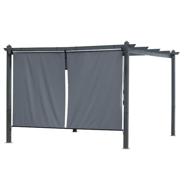Aoodor 4.8 ft. x 6 ft. Gray Roller Shade Pergola Curtain, (2-Pack)