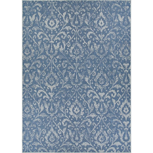 Marseille St. Marcel Blue 2 ft. x 4 ft. Indoor/Outdoor Area Rug