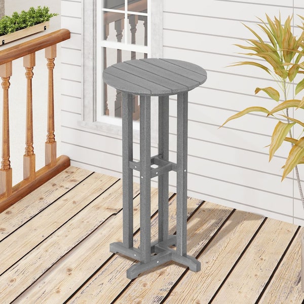 Liviza Plastic Patio Outdoor Bar Table, Gray