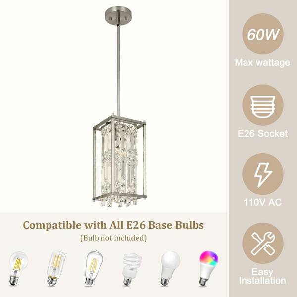Henveton Jasslynn 60 Watt 1 Light Brushed Nickel Luxury
