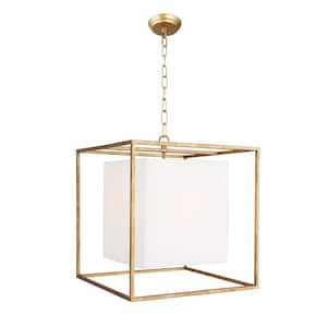 Jerome 6-Light Antique Gold Finish No Decorative Accents Geometric Square Chandelier for Living Room