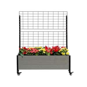 Mobile Deckside Grey Composite Board and Steel Raised Planter with Trellis