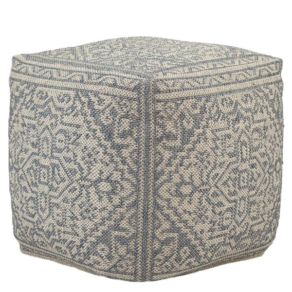 Jaipur Living Harlowe Medallion Slate/Light Gray Indoor/Outdoor Cuboid Pouf