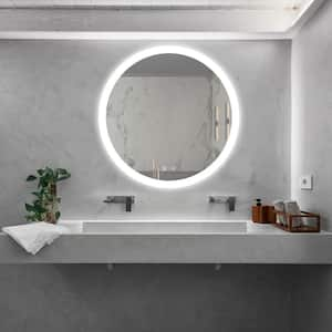 24 in. W x 24 in. H Round Led Frameless Wall Mounted High Lumen Bathroom Vanity Mirror Energy Saving Waterproof Anti-Fog