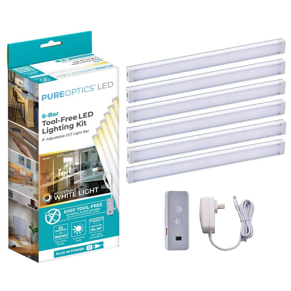 Pure Optics 9 in. Plug-In Kit Adjustable Silver Integrated LED