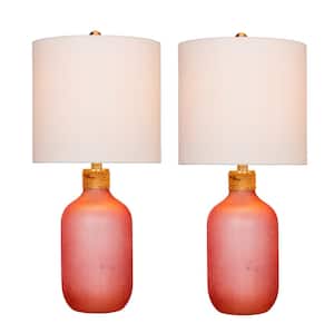 26 in. Frosted Pink Island Jug Glass Table Lamps