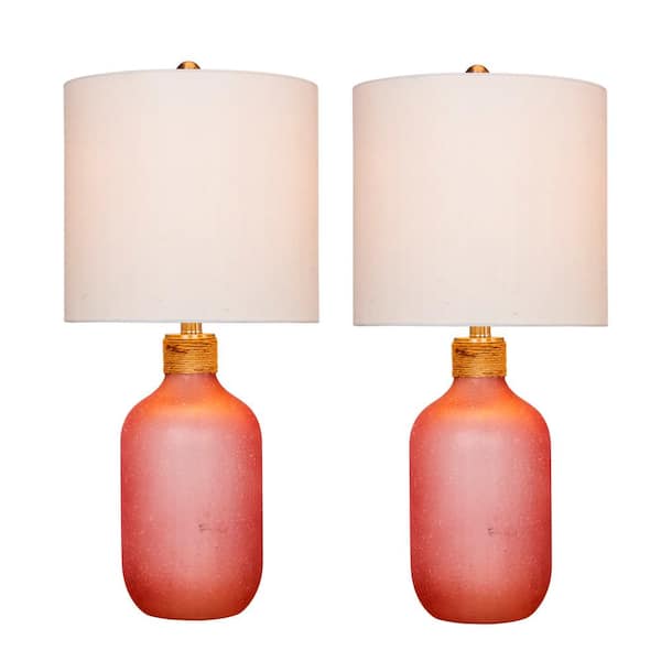 Fangio Lighting 26 in. Frosted Pink Island Jug Glass Table Lamps