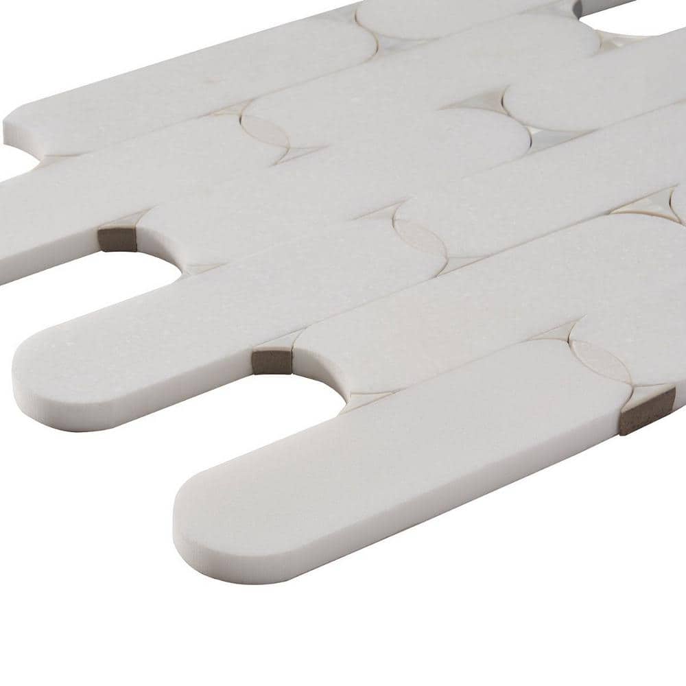 Nadine White Polished Marble Mosaic Wall Tile