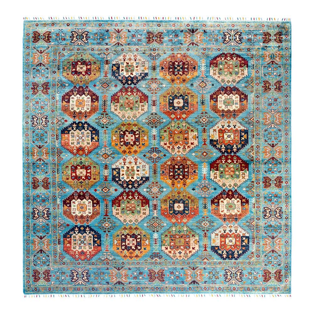 Tribal Light Blue 8 X 10 Hand Knotted Wool Indoor Area Rug price history on PriceWatchPro