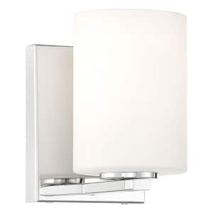 Oslo 4.5 in. Chrome Sconce with Opal Glass Shade