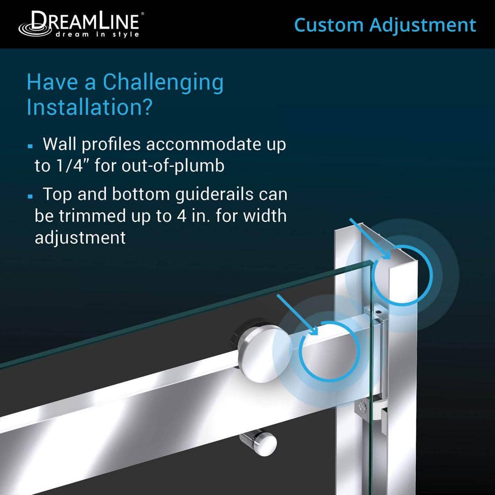 Satin Black Clear Glass Semi-Frameless Shower Door 60" x 76"