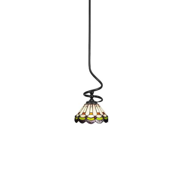 Unbranded Royale 100 W 1-Light Matte Black Standard Mini Pendant Light with Glass Shade