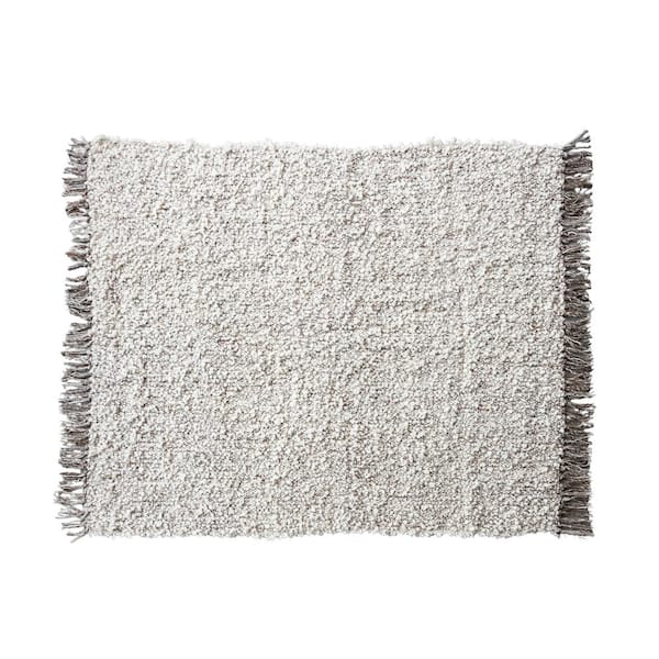 Natural & Gray Cozy Haven Wool Blend Shag Throw Blanket