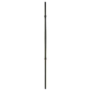 44 in. x 5/8 in. Satin Black Round Venetian Fluted Hollow Iron Baluster